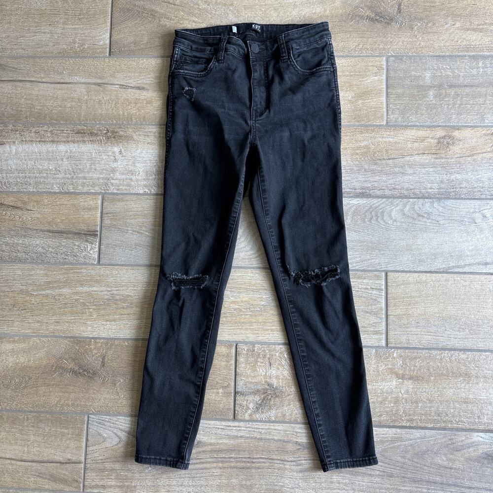 Kut From The Kloth Womens Size 4 Jeans Black Distressed Connie Ankle Skinny